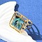 Square 304 Stainless Steel Paua Shell Cuff Rings for Women, Ion Plating(IP), Real 18K Gold Plated, 17x17mm, US Size 6(16.5mm)