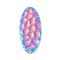 Ion Plating(IP)304 Stainless Steel Pendants, Textured, Oval, Rainbow Color, 38x16x1~1.5mm, Hole: 1.5mm