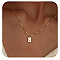 304 Stainless Steel Box Chain Necklaces, 201 Stainless Steel Rectangle Initial Pendant Necklaces for Women, Real 18K Gold Plated, Letter F, 15.75 inch(40cm)