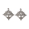 Non-Tarnish 304 Stainless Steel Pendant, Rhombus with Tree Charm, Stainless Steel Color, 33.5x30x1mm, Hole: 2.5mm