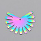 Ion Plating(IP) 201 Stainless Steel Pendants, Laser Cut, Fan, Rainbow Color, 25.5x33x1mm, Hole: 1.6mm