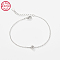 Anti-Tarnish Rhodium Plated 925 Sterling Silver Letter Cubic Zirconia Link Bracelets, Cable Chains Bracelets for Women, Letter S, 6-1/4 inch(16cm)