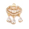Brass Micro Pave Clear Cubic Zirconia Pendants, Nickel Free, Cloud, Real 18K Gold Plated, 25x18x3.5mm, Hole: 2mm