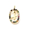 Brass Micro Pave Cubic Zirconia Pendants, Cadmium Free & Nickel Free & Lead Free, Real 18K Gold Plated, Oval with Letter Charms, Letter X, 18.5x11x3.5mm, Hole: 2x1.5mm