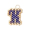 Handmade MIYUKI Seed Beads, Loom Pattern Letter Pendants, with 304 Stainless Steel Jump Rings, Letter K, 15x13x2mm, Hole: 2.5mm