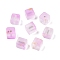 Frosted Glass Beads with Golden Glitter Powder, Two Tone, Cube, Plum, 8x8x8mm, Hole: 1.5mm, about: 834pcs/1000g