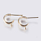 Brass Stud Earring Findings, Half Hoop Earrings, with Steel Pins, Long-Lasting Plated, Nickel Free, Real 18K Gold Plated, Golden, 13x3mm, Hole: 1.5mm, Pin: 12x0.44mm