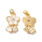 Brass Cubic Zirconia Pendants, Cadmium Free & Nickel Free & Lead Free, with Shell, Flower, Real 18K Gold Plated, 21x13x4mm, Hole: 2x4.5mm