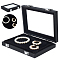 OLYCRAFT Jewelry Gemstone Display Case Imitation Leather Diamond Presentation Box Black Gemstone Display Box with Clear Glass Window Sponge Inside for Gems Coins Diamonds Display-5.5x7.1x1.3 inch