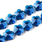 Transparent Glass Beads, Faceted, Plum Blossom, Royal Blue, 10x10x7mm, Hole: 1mm