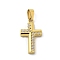 Ion Plating(IP) 304 Stainless Steel Micro Pave Cubic Zirconia Pendants, Cross Charms, Golden, 17.5x10x2.3mm, Hole: 4mm