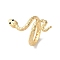 304 Stainless Steel Open Cuff Rings, with Rhinestone, Snake, Real 18K Gold Plated, 32mm, Inner Diameter: 17mm