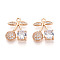 Brass Micro Pave Cubic Zirconia Pendants, Cadmium Free & Nickel Free & Lead Free, Cherry, Light Gold, 16.5~17.1x13.7x4.2mm, Hole: 1.4mm