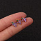 316L Surgical Stainless Steel Micro Pave Medium Purple Cubic Zirconia Cartilage Earrings, Grape, Rose Gold, 6mm, Pin: 0.8mm
