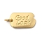 Brass Oval with Good Luck Pendants, with Jump Rings, Lead Free & Cadmium Free, Long-Lasting Plated, Rack Plating, Real 18K Gold Plated, 15.5x9x1.5mm, Hole: 3mm