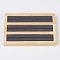 Wood Ring Displays, with Faux Suede, 3 Compartments, Rectangle, Gray, 15x9.9x1.7cm