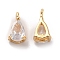 Brass with Clear Glass Pendants, Teardrop Charms, Real 18K Gold Plated, 8.5x5x4mm, Hole: 1.2mm