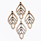 Unfinished Hollow Wood Big Pendants, Undyed, Laser Cut Wood Shapes, Leaf, Antique White, 60x32x2.5mm, Hole: 2mm