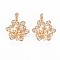 Brass Micro Pave Clear Cubic Zirconia Peg Bails Pendants, with Iron Snap On Bails, Nickel Free, For Half Drilled Beads, Flower, Real 18K Gold Plated, 18x18x5mm, Hole: 3x4mm, Pin: 0.8mm