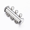 Tarnish Resistant 3-Strands 304 Stainless Steel Slide Lock Clasps, Peyote Clasps, 6-Holes, Stainless Steel Color, 20x10x6.5mm, Hole: 1.5mm