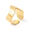 Ion Plating(IP) 304 Stainless Steel Wave Open Cuff Ring for Women, Real 18K Gold Plated, Inner Diameter: US Size 6(16.5mm)
