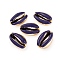 Electroplated Cowrie Shell Beads, No Hole/Undrilled, with Enamel, Indigo, 17.5~23x11~15x7~9mm