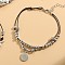 Alloy Charm 2-Strand Black Waxed Cord Anklets, Antique Silver, Disc, 7-7/8 inch(200mm)