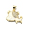 Brass Micro Pave Clear Cubic Zirconia Pendants, Cadmium Free & Lead Free, with Sythetic Opal, Dog, Real 18K Gold Plated, 17x17.5x3.5mm, Hole: 3.5x3mm