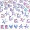 48Pcs 3 Style Translucent Electroplated Glass Cabochons, Mixed Shape, Medium Aquamarine, 13~17.5x13~18x4.5~6mm, 16pcs/style