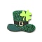 St.Patrick's Day Acrylic Pendants, with Sequins, Hat with Shamrock, Green, 28x35x4mm, Hole: 1.6mm