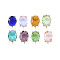 Brass Stud Earring Findings, Cadmium Free & Nickel Free & Lead Free, with Glass, Oval with Loop, Light Gold, Mixed Color, 12~14x8mm, Hole: 1.2mm, Pin: 0.6~0.7mm