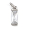 Brass with Cubic Zirconia Pendants, Rectangle Charms, with Jump Ring, Rack Plating, Long-Lasting Plated, Lead Free & Cadmium Free, Platinum, 12x4x3.5mm, Hole: 3.5mm