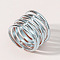 Brass Multi Lines Wide Band Rings, Stainless Steel Color, Inner Diameter: 16mm