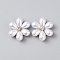 Metal Cabochons, with Plastic and Rhinestone, White, 17x19x6.7mm