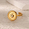 304 Stainless Steel & Rhinestone Adjustable Cuff Rings, Flat Round with Moon, Real 18K Gold Plated, Inner Diameter: Adjustable