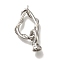Brass Fold Over Clasps, Cadmium Free & Nickel Free & Lead Free, Irregular Shape, Platinum, 30mm
