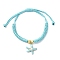 Starfish Shape Alloy Enamel Pendant Bracelets, Adjustable Waxed Polyester Braided Cord Bracelets, for Women, Turquoise, 0.12cm, Inner Diameter: 1-1/8~3-3/8 inch(2.9~8.5cm)
