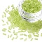 Transparent Glass Bugle Beads, Round Hole, Green Yellow, 3~8x2mm, Hole: 0.7mm, about 450g/pound