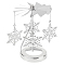 GLOBLELAND Stainless Steel Rotating Candlestick Tealight Candle Holder Gold Carousel Candlestick for Witch Altar Decoration Spinning Candle Topper for Weddings, Parties（Snow, Silver）