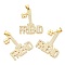 Rack Plating Brass Micro Pave Cubic Zirconia Pendants, Long-Lasting Plated, Lead Free & Cadmium Free, Letter & Number, Real 18K Gold Plated, 28x23.5x1.5mm, Hole: 4x3.5mm
