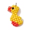 Handmade Glass Seed Beaded Duck Pendants, with Jump Ring, Gold, 25x15.5x8mm, Hole: 3mm