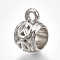 CCB Plastic Tube Bails, Loop Bails, Rondelle with Peace Sign, Platinum, 14.5x8.5x10.5mm, Hole: 2mm