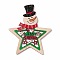 Christmas Spray Painted Wood Big Pendants, Snowman with Star, Colorful, 100x84.5x3mm, Hole: 2.5mm