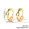 Fashionable Brass Cubic Zirconia Ring Hoop Earrings, Chain Charm, Golden, Green, 19x6mm