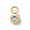 Ion Plating(IP) 304 Stainless Steel with Rhinestone Charms, Real 14K Gold Plated, Flat Round Charm, Crystal, 9x5x4mm, Hole: 2mm