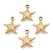 Ion Plating(IP) 304 Stainless Steel Pendants, Starfish Charms, Real 18K Gold Plated, 15.5x14x3mm, Hole: 1.8mm