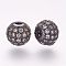 Brass Micro Pave Cubic Zirconia Beads, Round, Clear, Gunmetal, 8mm, Hole: 2mm