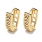 Brass with Clear Cubic Zirconia Hoop Earrings, Hollow Flower, Light Gold, 18x12.5mm