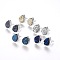 Brass Stud Earrings, with Druzy Resin Cabochons, teardrop, Platinum, Mixed Color, 14.5x11.5x4~6mm, Pin: 0.8mm