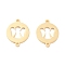 PVD Vacuum Plating 201 Stainless Steel Links Connectors, Flat Round with Angle, Hollow, Golden, 21x16x1.4mm, Hole: 1.5mm